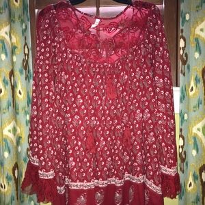 Free people red flowy dress